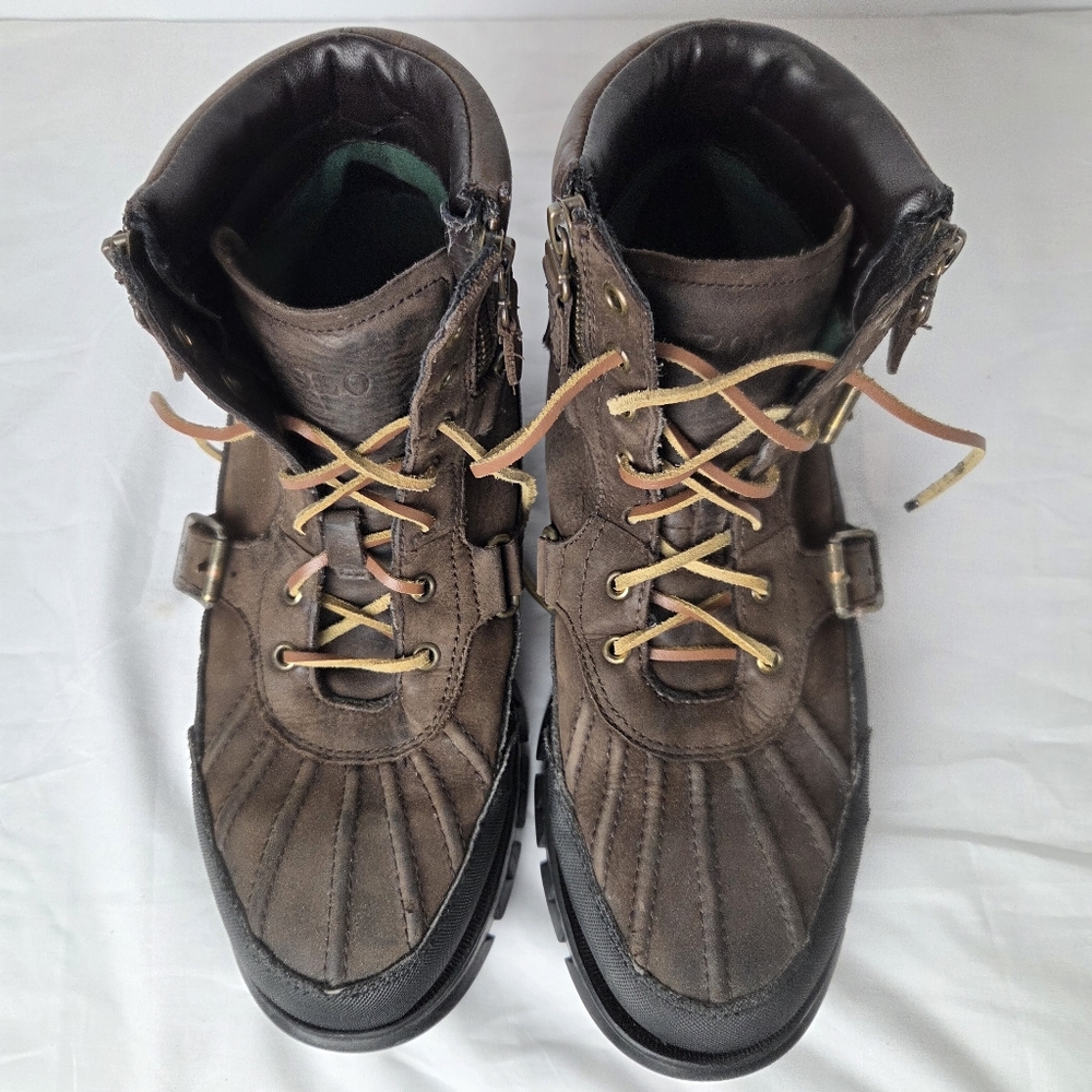Polo Ralph Lauren Leather Duck Boots | Buckles Rugged Size 10 / 10.5 Steampunk - Picture 4 of 16